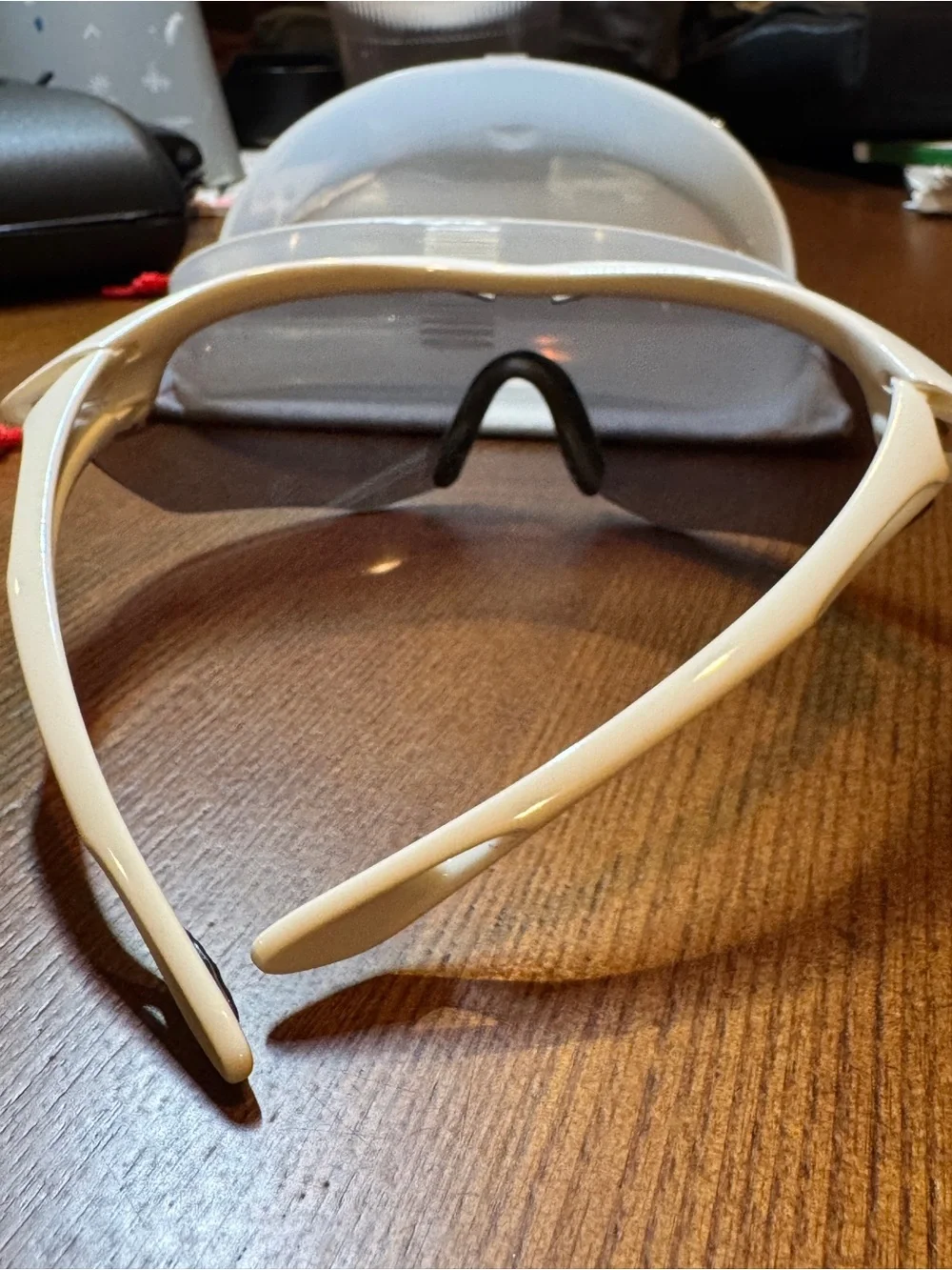 White  wraparound sport sunglasses